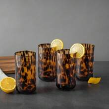 Conjunto de 4 vasos para beber de 20 onzas en color marrón tortuga