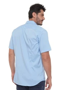 Rand paul Men's Slim Fit Short Sleeve Plain Dress Shirt With Pocket - 淺藍色 - 查看 7