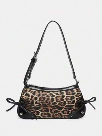 1pc Retro Bowknot Decor Shoulder Armpit Baguette Bag, Suitable For Dates, Outings, Parties