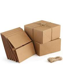 优质礼品盒 8 X 8 X 4 白色纸质礼品盒，配 10 米绳，适用于圣诞节礼物、伴娘求婚盒、婚礼易组装盒、生日礼物、送礼会和其他派对、情人节礼物、情人节