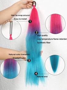 1PC/2PCS Synthetic 28" Straight Ponytail With Elastic Rubber Band Colorful Braids Ponytail Hair Extensions Suitable For KIDS Daily Wear - Two-Tone - View 5