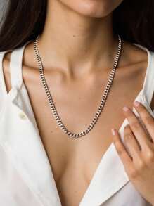 1 cái NỮ Nam Tối giản Vòng cổ dây  Để Trang Trí Hàng Ngày - Bạc - Xem 4