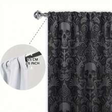 2pcs Skull Print Art Deco Curtains Enhance The Home Style And Are Suitable For Artistic Home Window Decoration In Living Room, Bedroom, Shower Room, Balcony