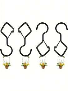 5pcs Heavy Duty S-Shaped Hooks With Safety Latch Design,Rustproof Metal Hooks For Hanging With Safety Buckle Design,Kitchen And Closet Hanging Hooks,Suitable For Plants, Pots, Towels And Bags,Hanging Plants