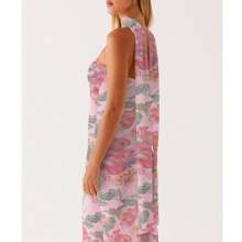 Womens Floral Strapless Dress Y2k Backless Sleeveless Tube Maxi Long Dresses Sexy Mesh Bodycon Summer Beachwear - 綠色 - 查看 3