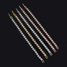 1 件女士奢华简约水钻锆石手链，约会礼物 - 玫瑰金 - 查看 2