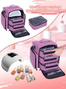 Cutie de depozitare pentru ojă cu 90 de sticle, poate conține până la 90 de sticle (15 ml/0,5 oz), cu 3 buzunare detașabile și 4 buzunare cu fermoar, ideală pentru pasionații de nail art și manichiuriste. Cadou excelent pentru femei, cadou de Crăciun, cadou pentru femei. - Multicolor - Vizualizare 7