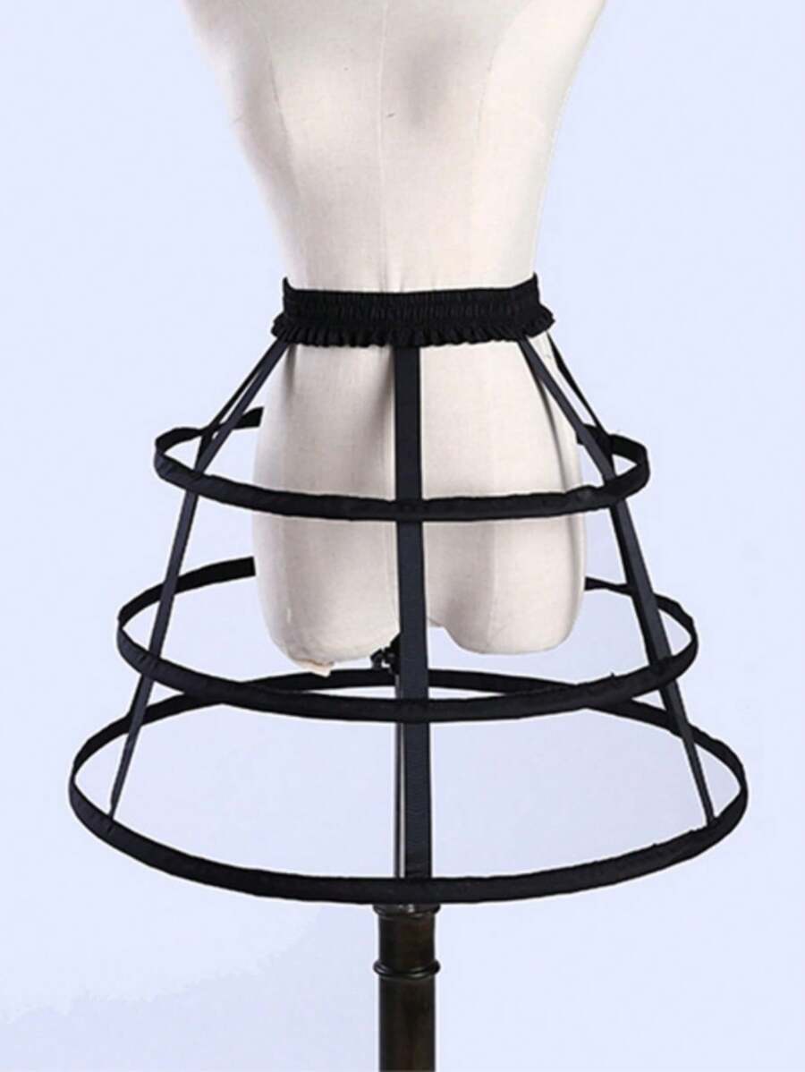 Solid Color Casual Mesh Hollow Fixed Skirt Insert - White - View 1