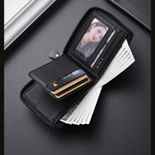 Portfel męski w stylu vintage - sztuczna skóra, jednolity kolor, wiele przegródek, duża pojemność, portmonetka na monety z uchwytem na karty, podszewka z poliestru, portfele męskie, prezenty dla mężczyzn, formalne/biznesowe, formalne pomysły na walentynki