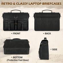 NEWHEY 15.6/17.3 Inch Men's Vintage Leather Laptop Messenger Bag, Large Capacity Laptop Shoulder Bag, Waterproof Briefcase For Office, Work, Travel And College