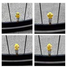 2pcs Cute Cartoon Chicken Tire Valve Cap, Resin Bicycle Tire Valve Stem Cover, Adorable Chicken Decor Accessories (Random Expression) - Multicolor - View 7
