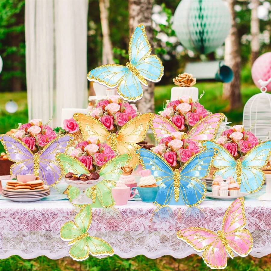 12pcs Butterfly Centerpieces Butterfly Floral Boxes Party Favor Boxes Butterfly Table Decorations For Shower Bridal Shower Wedding Birthday Tea Party