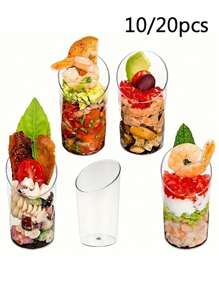 10-50 chiếc cốc tráng miệng mini, cốc nhựa trong suốt nghiêng nhỏ đựng bánh pudding, kem, thạch, tiệc tùng, thích hợp cho bánh kem mini, trang trí món tráng miệng, tiệc sinh nhật, tiệc cưới và các sự kiện khác - trong suốt - Xem 1