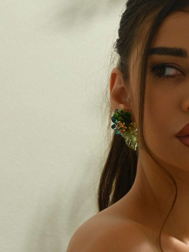 2pcs Bohemian Style Middle Eastern Floral Handmade DIY Woven Oriental Palace Tassel Earrings, Includes Faux Pearl Flower Pendant Earrings In Multiple Colors & Designs, Suitable For Women's Daily Wear, Festivals, Parties, Gifts. Note: Due To Handmade Nature, The Product May Be Slightly Deformed During Transportation, Please Manually Adjust If Needed Upon Receipt. - Multicolor - View 3