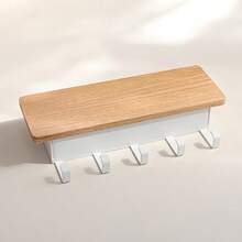 1 pieza Perchero de pared para llaves de madera, soporte de almacenamiento multifuncional - Multicolor - Ver 7