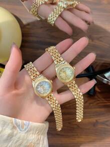 1 件女士银色/金色简约优雅小表盘不锈钢表带石英表，精致节日礼物 - 均碼 - 查看 2