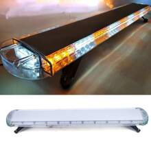 Emergency Strobe Light, 21 Flashing Modes Strobe 96 LED Strip Flash Lamp With Digital Display Switch, LED Strobe Lights Bars For Bar Traffic Trucks - Amber+White - View 4