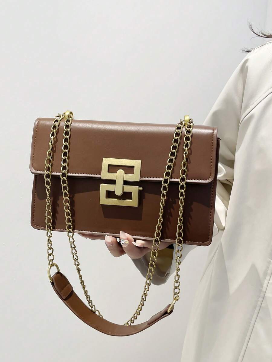 Fashion New Square Bag Plain Color Versatile Chain Shoulder Bag For Women