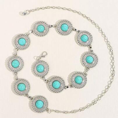 European And American Fashion Metal Waist Chain For Women, Versatile Waist Belt To Decorate Dresses, Shirts, Elegant & Chic Geometry, Dots, Bohemian Style Zinc Alloy Waist Chain, Suitable For Spring, Summer, Autumn, Winter