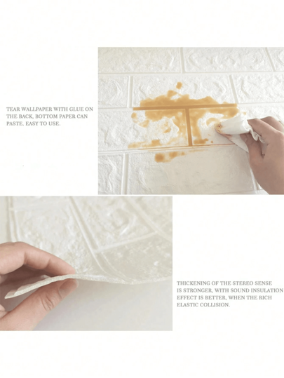 /1pc 3D Self Adhesive Wand Stickers, Foam Waterproof Wallpaper, Children's Room, Living Room Background ation, Moisture Proof, Anti Collision, Bedroom, Dormitory, Rental Ho Nursery Wallpaper Home Bathroom Bedroom ation Stuff Art Paper view 4