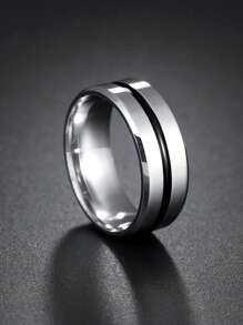 1 件不锈钢宽带男士戒指 - 銀色 - 查看 1