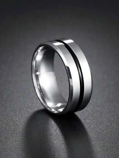 1 buc Inel bărbătesc din oțel inoxidabil cu bandă lată