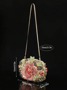 1pc Glittering Elegant Evening Handbag, Luxury Women's Crystal Clutch Bag, Fashion Lipstick & Perfume Handbag, Exquisite Sparkling Crystal Embellished Handbag, All Handmade Metal Diamond Clutch, Suitable For Elegant Ladies Attending Parties, Galas, Gatherings And Banquets (Not For Holding Phones) - Multicolor - View 4