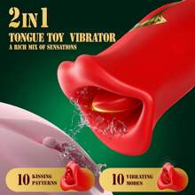 Juguete sexual realista con lengua de rosa, vibrador para estimular el punto G de la mujer, vibrador para estimular el clítoris, masajeador vaginal con lengua vibradora que estimula la boca, pezones y clítoris. Juguete sexual para adultos para mujeres y parejas, estimulación oral, masturbación y orgasmo