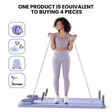 ZENROUS Pilates Board, Multi-Functional Ab Exercise Board, Foldable Home Pilates Reformer, Maximum Load 300 Lbs Fitness Board With Kneeling Pad And Timer, Abs Workout Equipment For Abdominal & Core Strength Training Springtok - 普通黑灰色(不含繩) - 查看 5