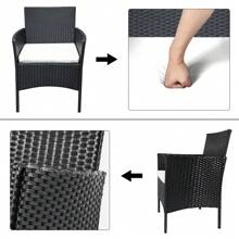 GartistGo 4 Pieces Rattan Garden Patio Furniture Set Includes 2 Armchairs,1 Double Seat Sofa And 1 Table, Ideal For Poolside, Balcony, And Garden - Black - View 9