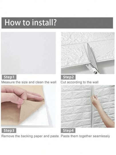 /1pc 3D Self Adhesive Wand Stickers, Foam Waterproof Wallpaper, Children's Room, Living Room Background ation, Moisture Proof, Anti Collision, Bedroom, Dormitory, Rental Ho Nursery Wallpaper Home Bathroom Bedroom ation Stuff Art Paper view 2