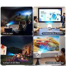 Proyector de escritorio portátil, función WiFi, compatible con USB, entrada de video HDMI, puede directamente Conéctese a la reproducción de TV y video en línea, soporte en varios idiomas, potencia de 60 W, batería de larga duración, vida útil de la lámpara >50 000 horas, adecuado para reuniones, fiestas navideñas, reuniones, audio y video en el hogar