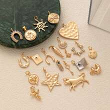 1PC Lucky Biscuit With Opening And Closing, Flower Love, Eight Pointed Star, Sun DIY Handmade Pendant, Women's Gift, Gold Plated