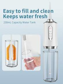 1 Stück tragbarer elektrischer Munddusche, kabelloser elektrischer Wasserflosser mit 3 Modi und 4 Düsen, leistungsstarker Zahnseide für Mundpflege zu Hause, Geschenkoptionen in Mehrfarben-Festivaldesign - Verschiedenfarbig - Übersicht 7