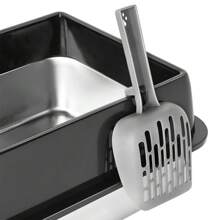 Stainless Steel XXL Cat Litter Box For Large Cats, 30L Large Capacity, Easy To Clean, Non-Stick, No Urine Leakage, 60x40x30 Cm - màu đen - Xem 6