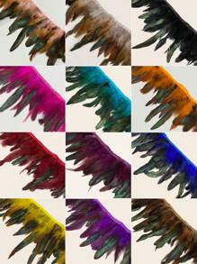 羽毛流苏装饰边 - 1 件 1 米 DIY 裙子舞蹈服服装头饰 - 节日派对装饰材料 - 彩色 - 查看 8