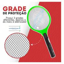 Raqueta eléctrica portátil para mosquitos, mata insectos recargable con luz LED, repelente de insectos para interiores y exteriores, silenciosa y segura, ideal para el verano - Amarillo - Ver 4