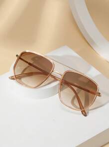 Visivana Gafas de sol de moda unisex estilo aviador retro con marco grande de metal, diseño clásico para exteriores, viajes, playa, uso casual, protección solar de verano, conducción elegante y moderna - Champán - Ver 3
