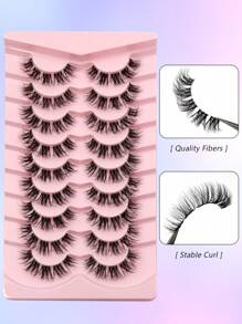 Asiteo 9对装奢华自然蓬松假睫毛 - 自然妆效，透明睫毛梗，新手友好，可重复使用，日常佩戴假睫毛条，睫毛，假睫毛 - 自然纖長款 - 查看 8