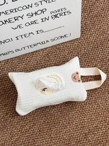 Minimalist Solid Color Car Tissue Box, Waterproof Tissue Paper Holder, Baby Stroller Tissue Hanging Bag, Embroidered Design