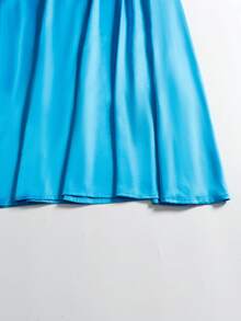 女士正式晚礼服细肩带亮片缎面优雅晚礼服、派对礼服，适合婚礼宾客 - 藍色 - 查看 9