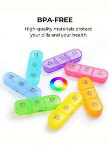 1PC Innovative Rainbow Black-And-White Transparent Lid Design Large Capacity 7-Day 14-Compartment AM/PM Mini Compartmented Colorful Combination Pill Organizer, Detachable Weekly Pill Box, Portable Multi-Colored Separable Vitamin & Supplement Storage Case, Daily Timed Reminder, Health Management Assistant, Essential Family Medicine Box, Portable Personal Pill Case