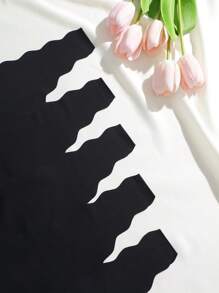 5 件套女士 V 型腰波浪设计无缝低腰性感丁字裤内裤套装 - 黑色 - 查看 5