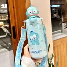 Tumbler grande da 20,29 once con cannuccia in acciaio inox 316, isolato, marchio Sanrio, tazza in stile personaggio Sanrio adatta per tutti i periodi dell'anno, ideale come regalo per la famiglia, resistente, per auto e attività all'aperto
