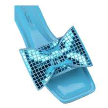 Women's Bow Knot Slide Sandals Slip-On Open Toe Flat Sandals Bow Decor Mules Slides Slippers Spring Summer Fashion Casual Vacation Beach Shoes - 藍色 - 查看 5