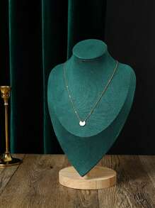 Wooden Human Figurine Green Mannequin Jewelry Display Rack Stand, Countertop Jewelry Organizer Display Stand Prop - Green - View 3