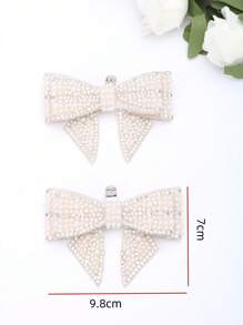1 par (2 piezas) de accesorios desmontables con forma de lazo para decorar zapatos de manera práctica y elegante, adecuados para tacones altos, zapatos planos, zapatos de fiesta, zapatos de boda, para un uso versátil - Albaricoque - Ver 6