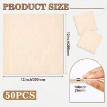 50 Pack Basswood Sheets For Crafts,12"X12"X1/8" 3mm Thick Plywood Sheets With Smooth Surfaces-Unfinished Squares Wood Boards For Laser Cutting, Wood Burning, Architectural Models, Staining - 20包 - 查看 9