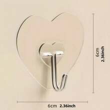 10 Pezzi/20 Pezzi Ganci Extra Large Adesivi Resistenti, Ventose in Plastica Trasparente Senza Foratura Necessaria, Appendini da Parete a Forma di Cuore Rinforzati, Adatti per Cucina e Bagno, Facili da Installare, Stile Casual, Ganci Pratici
