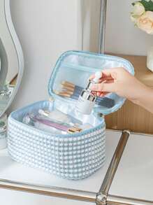 3er Set Kordsamt Make-up Taschen, bestickte Kosmetiktasche, Reise-Kulturtasche, Make-up Organizer, Reise-Kulturtasche, süße Make-up Tasche für Frauen und Mädchen, reisefreundlicher Organizer für Werkzeuge und Zubehör